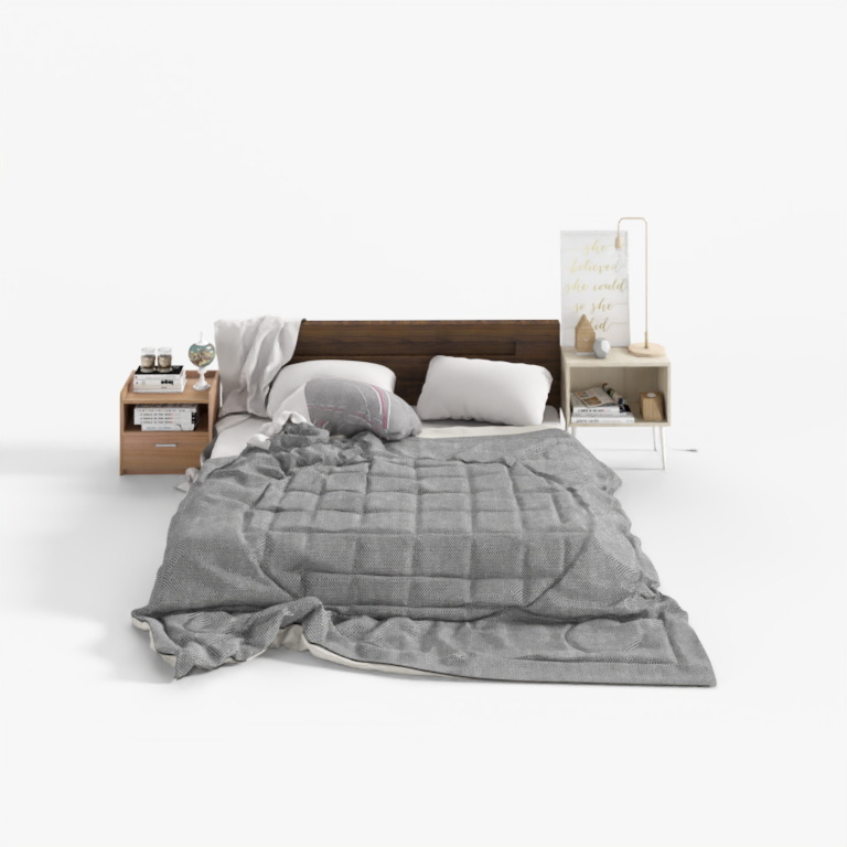 Nordic solid wood double bed combination