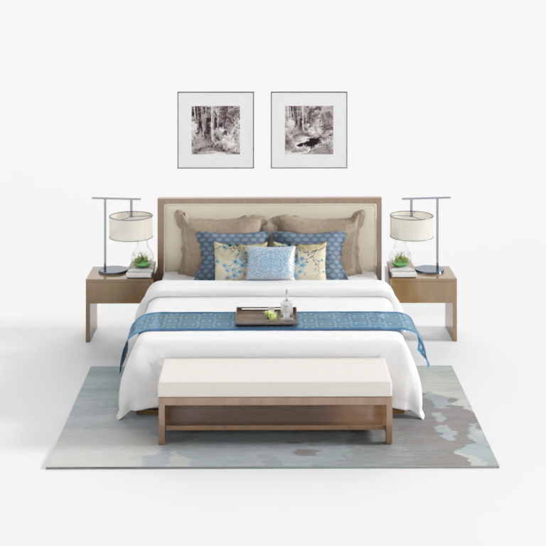 kujiale-Chinese-style double bed combination