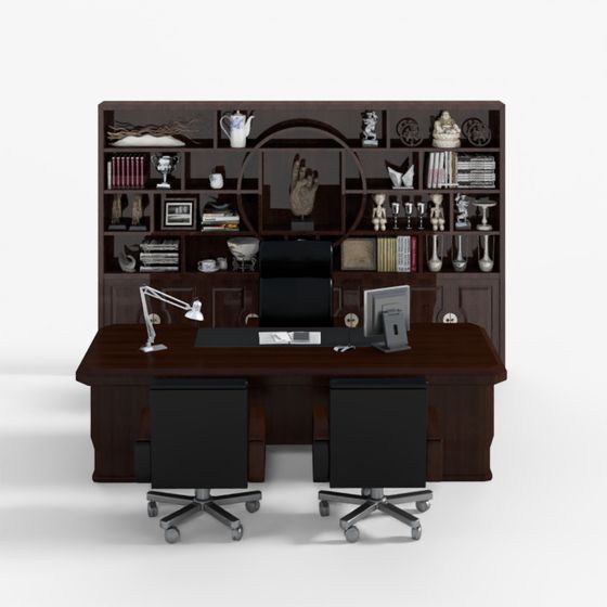 Elegant Low-Poly Office Desk 3D model