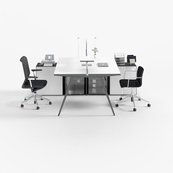 Elegant Low-Poly Office Desk and Chair 3D model