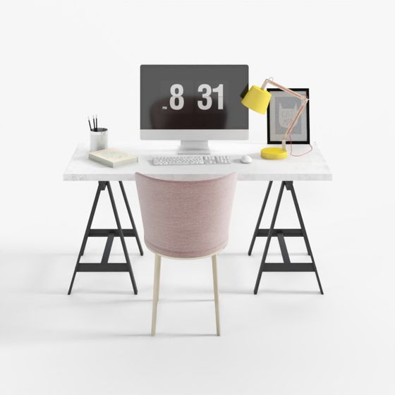 Minimalist Desk Setup 3D model for Modern Workspaces
