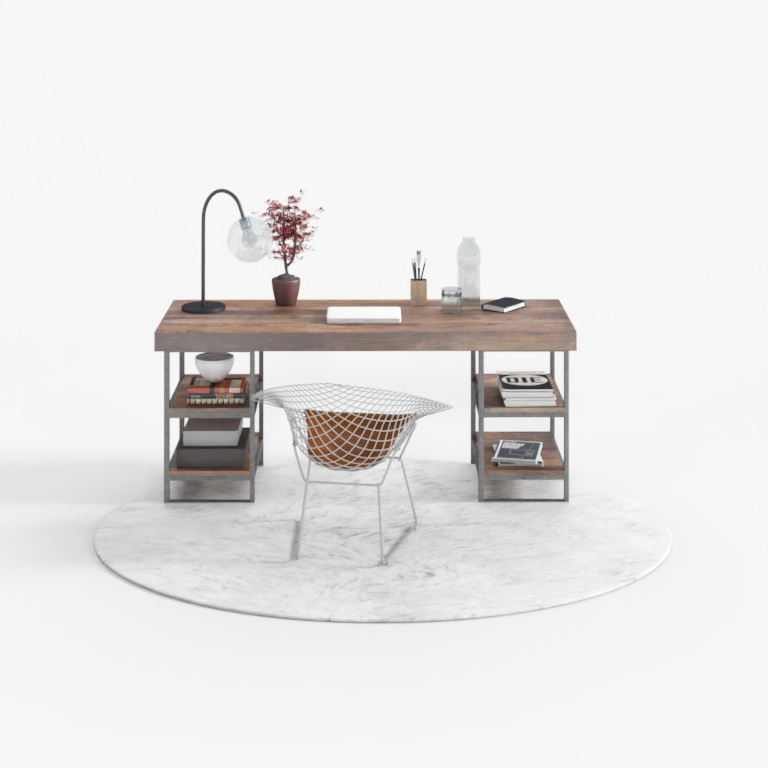 IKEA vải trung tính đơn giản bằng gỗ nguyên khối bàn kết hợp-Bàn