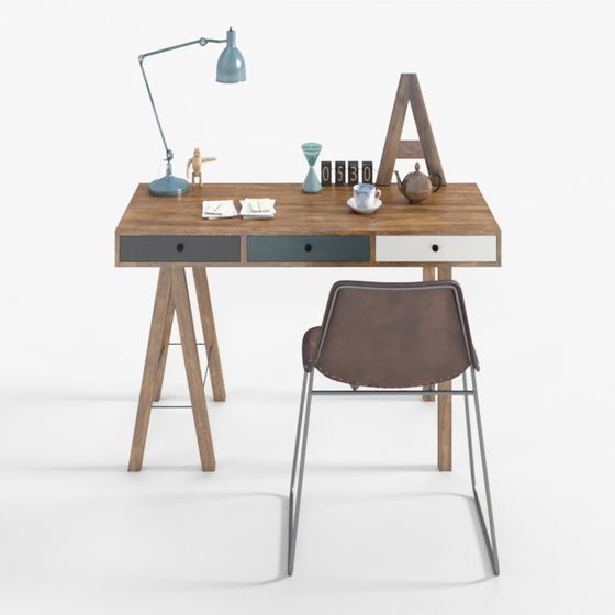 Nordic Wooden Desk 3D model