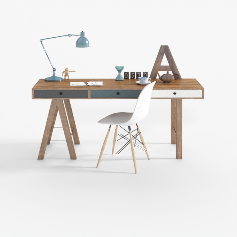 Combinación de escritorio de hierro casual sencillo Ikea Wind