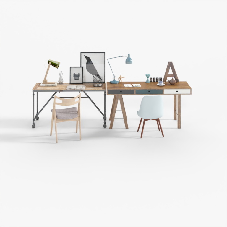 Combinación de escritorio de hierro casual y sencillo Ikea Wind