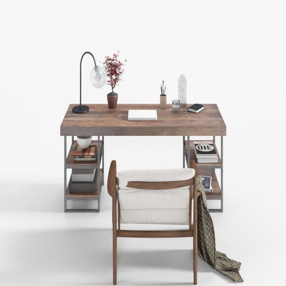 Industrial Desk and Chair Set 3D model