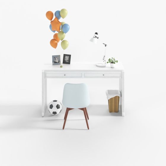 Modern Desk Setup 3D model