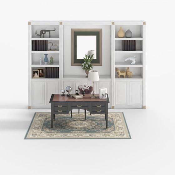 Elegant Home Office Wall Unit 3D Model