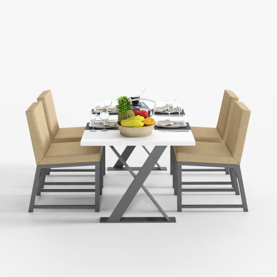 Modern Minimalist Dining Table and Chair Set 3D model