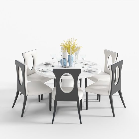 Modern Minimalist Dining Table and Chairs 3D model