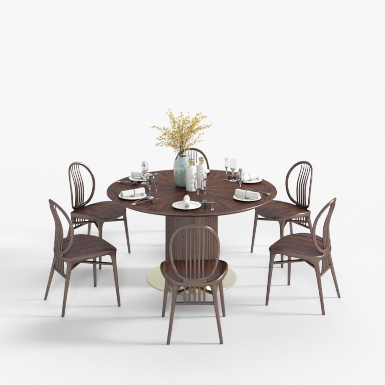 T1903B Flowing Clouds Round Dining Table Set