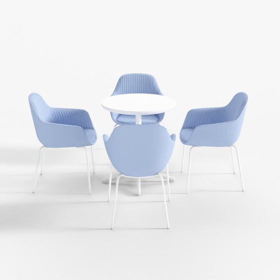 Modern Dining Table Set 3D Model in Gray