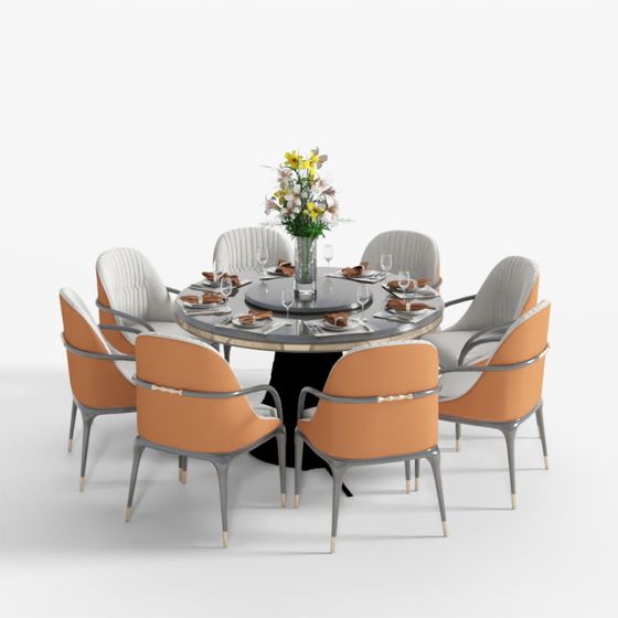 Elegant Round Table Living Room 3D model