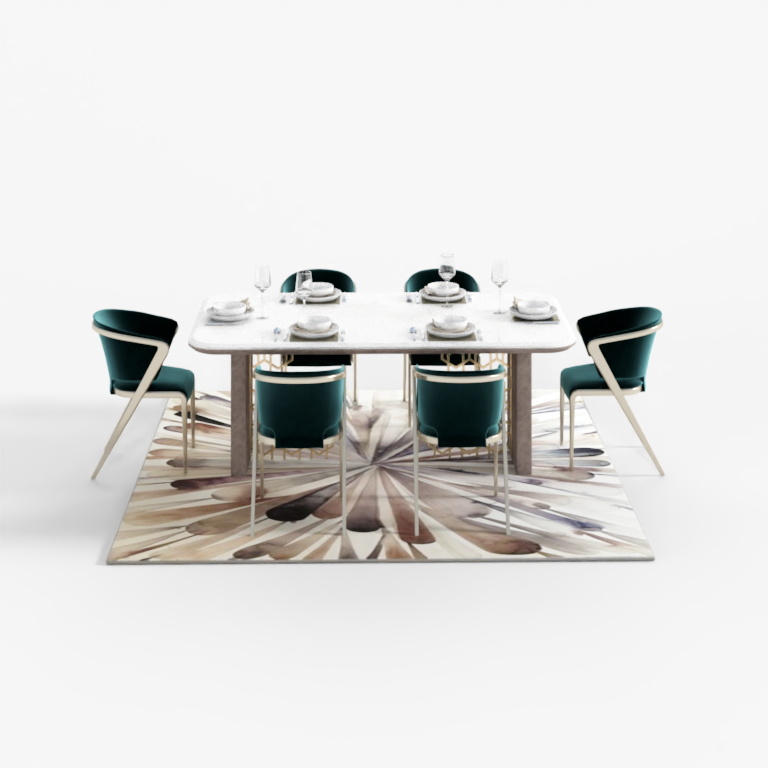 Square Dining Table and Chairs for Six