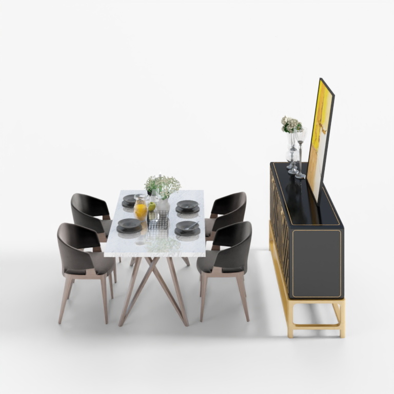 モダンなリビングルームのダイニングテーブルの組み合わせ