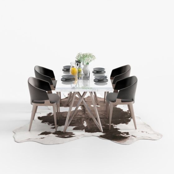 Urban Living Room Dining Table and Chair Set 3D model