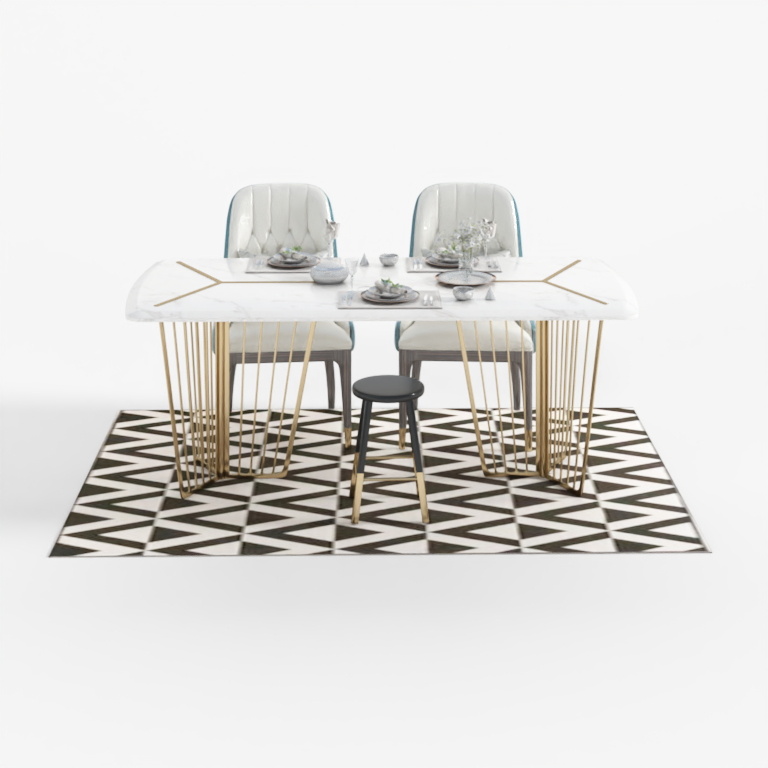 Modern dining table and chairs combination model combination