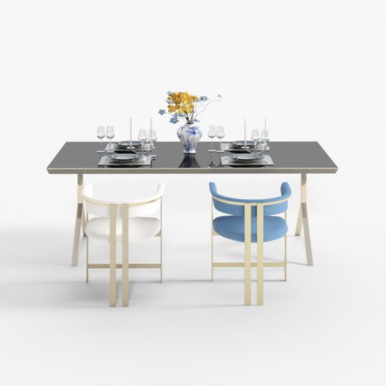 Urban Dining Table 3D model for Modern Interiors