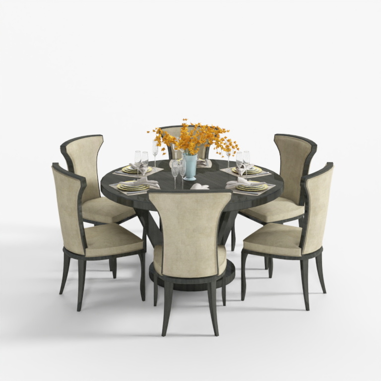 New Chinese round dining table and chairs combination