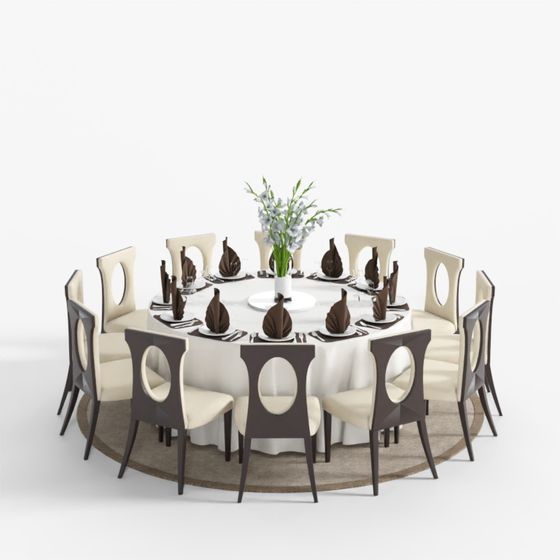 Elegant Round Dining Table 3D Model