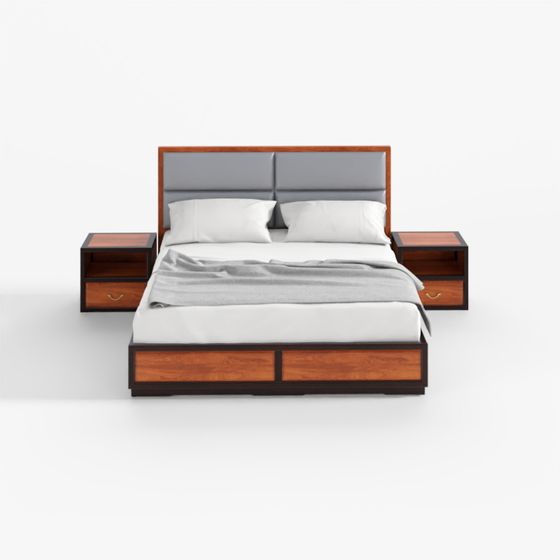 Bed Set 3D Model in Earth Color and Brown