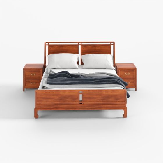 Earth Color Bed Set 3D Model for Cozy Bedrooms