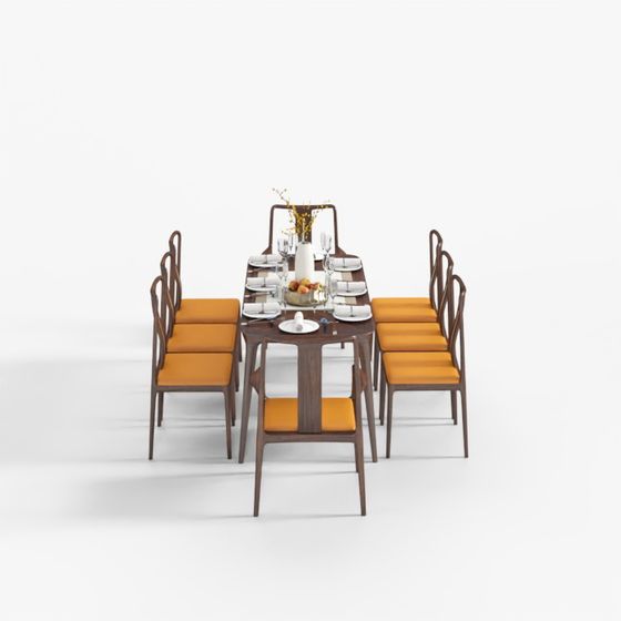 Brown T1902B Morning Wind Dining Set 3D Model