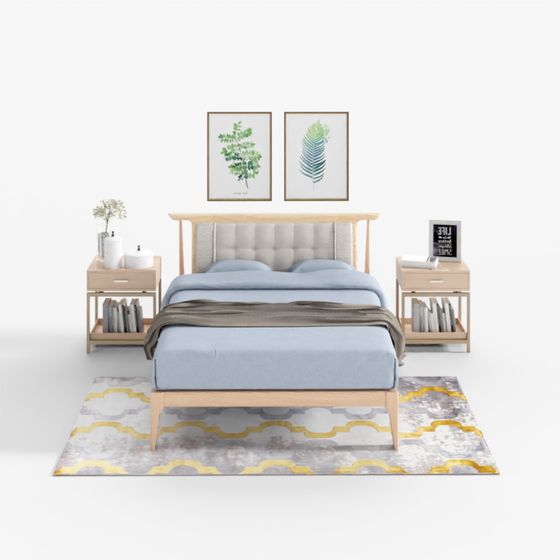 Cozy Retreat Low-Polygon Bed 3D model for Modern Bedrooms