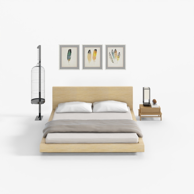 Minimalist modern IKEA cloth art bed tatami combination