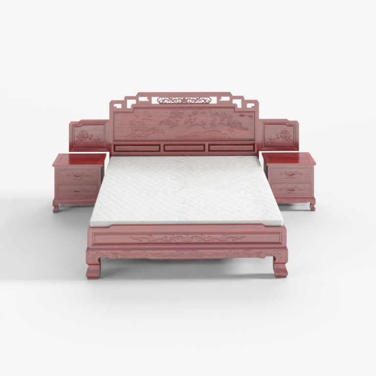 Elegant Chinese Bed 3D model for Modern Interiors