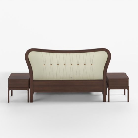 Modern Bed Combination 3D Model in Brown