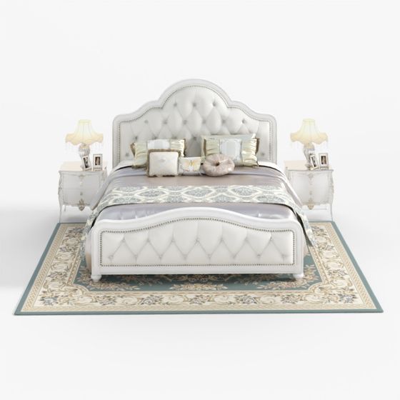 Elegant European Style Bed 3D model