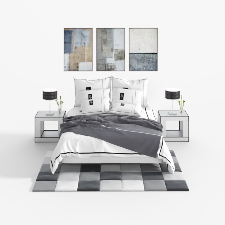 Minimalist Nordic IKEA white double bed combination
