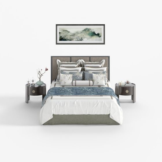 Elegant Minimalist Headboard 3D model for Modern Interiors