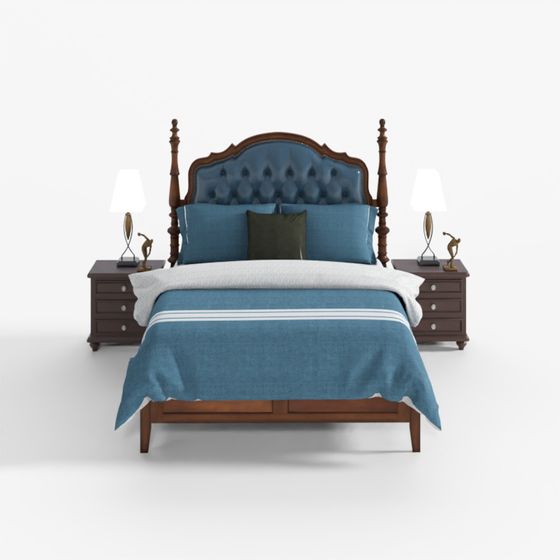 Classic Wooden Bed 3D model for Timeless Elegance