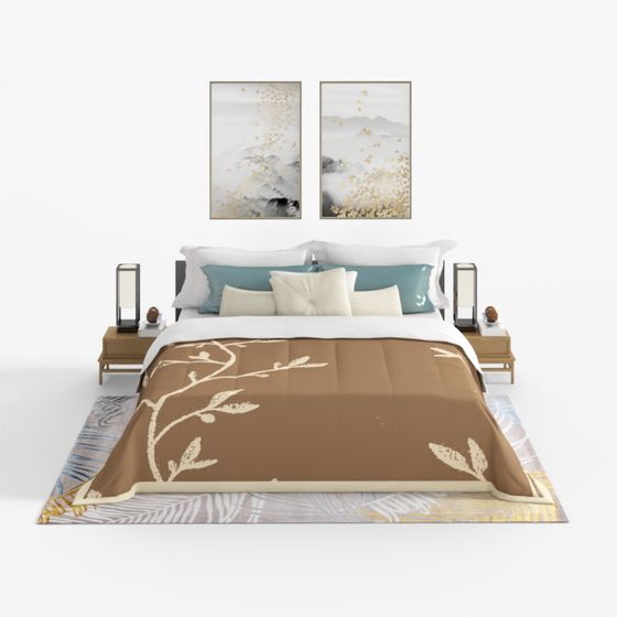 Minimalist Transitional Modern Bed Sets,Black+Earth color+Green