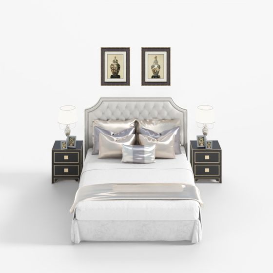 Elegant Bedroom Suite 3D model for Modern Spaces