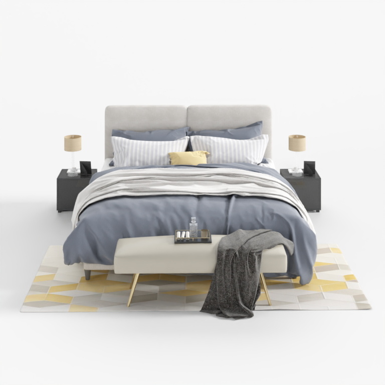 Combinaison de lit principal en tissu moderne