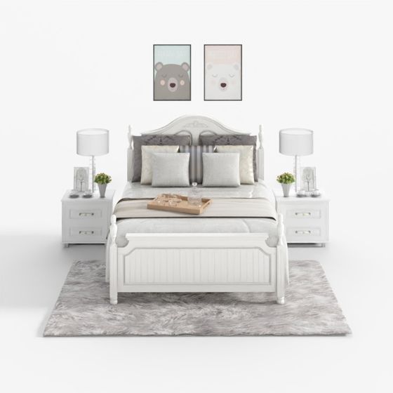 Elegant Minimalist Bed 3D model for Modern Interiors