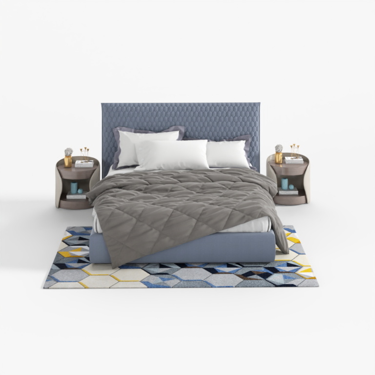 Modern double bed 3D model portfolio