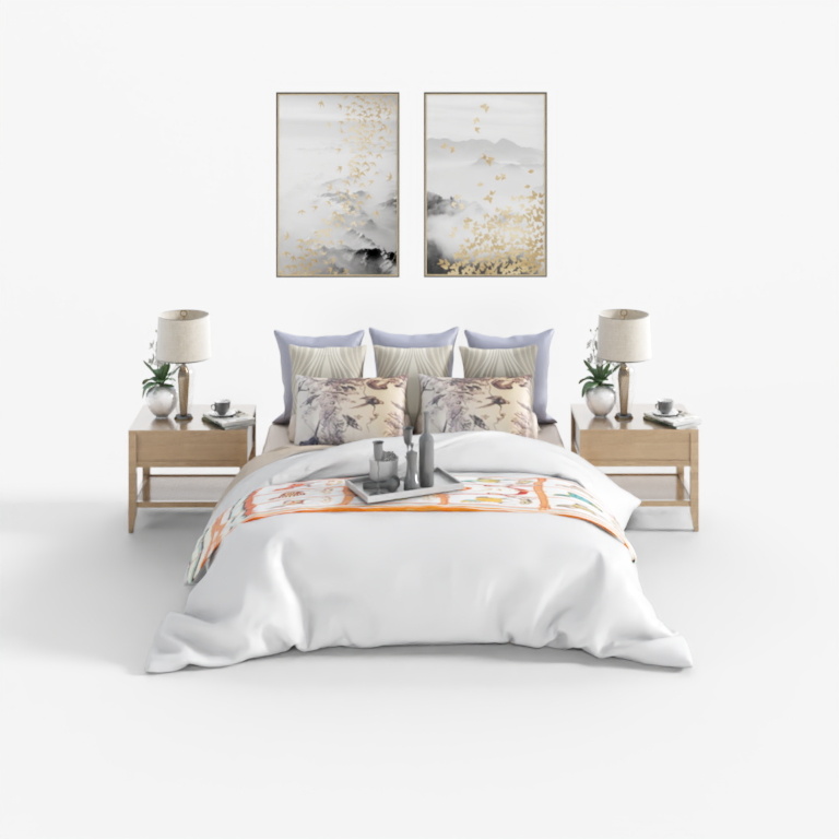 Semplice combinazione di letti matrimoniali in tessuto NORDIC IK