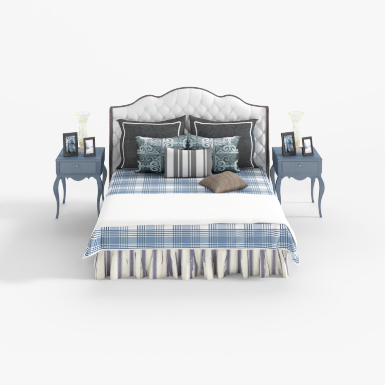 Mediterranean bedroom double bed combination