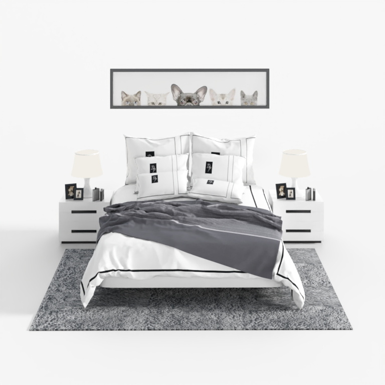Minimalist Nordic IKEA white double bed combination
