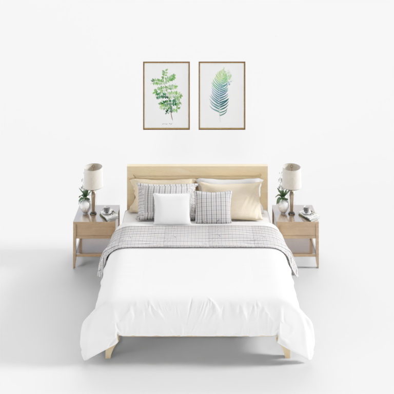 Combinaison de lit double en bois massif nordique IKEA pour chambre à coucher