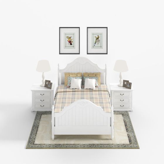 Cozy Cottage Bedroom 3D model