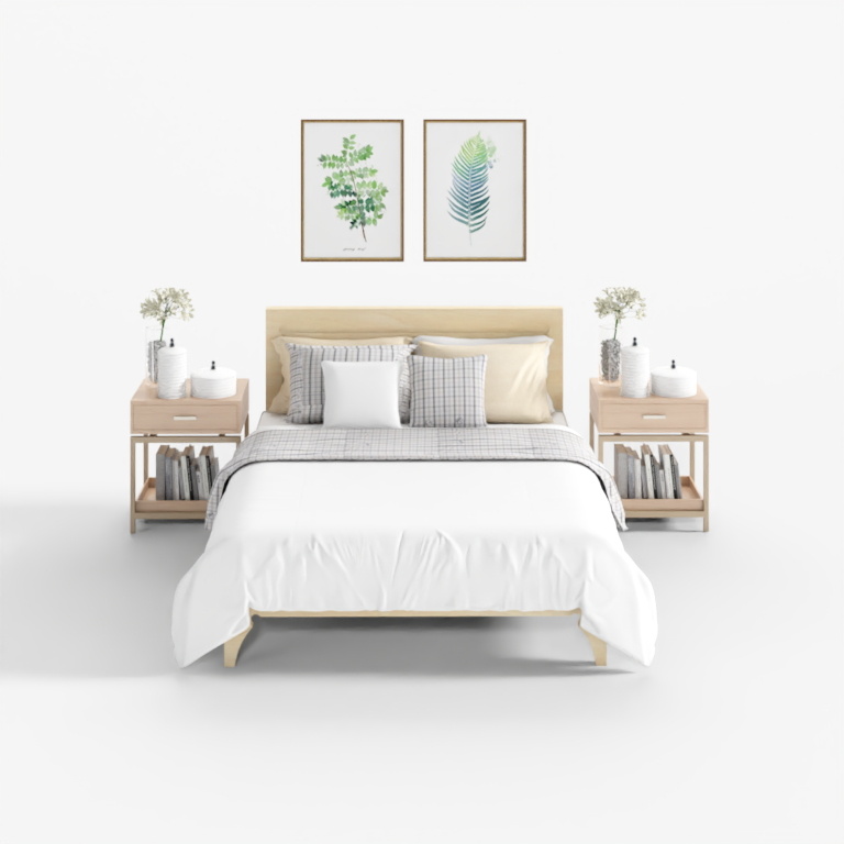 Bedroom furniture Nordic IKEA solid wood double bed combination