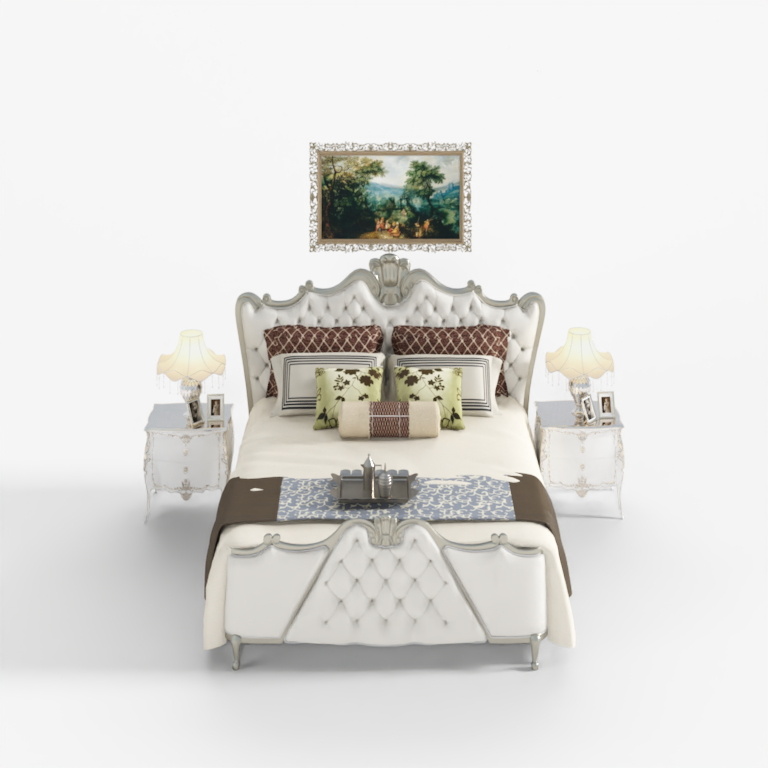 European style fabric double bed combination