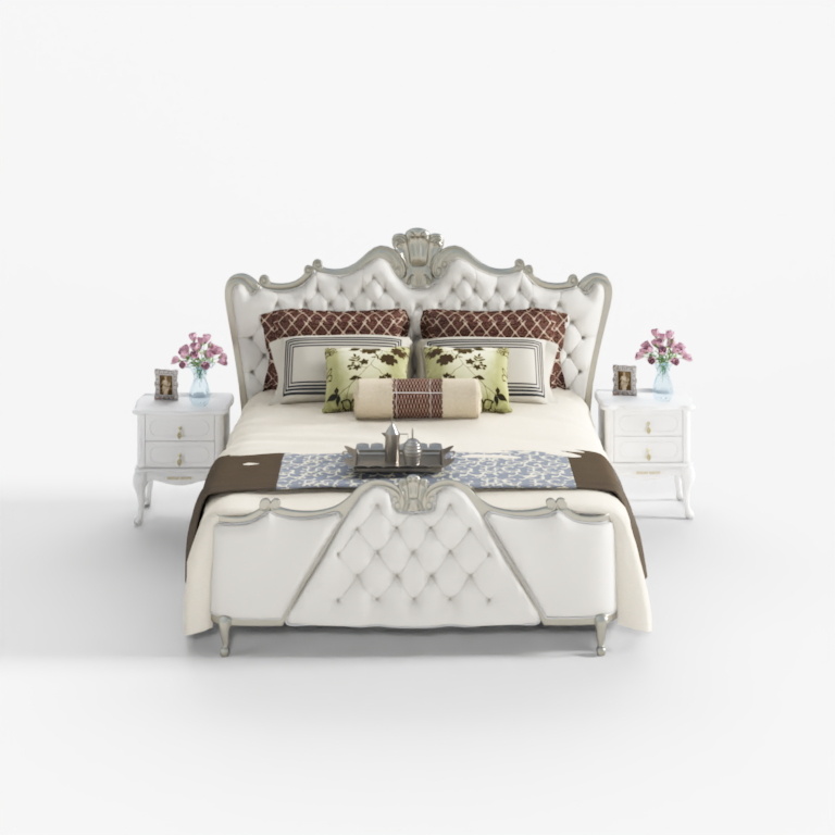 ヨーロピアン調ファブリックダブルベッドコンビネーション