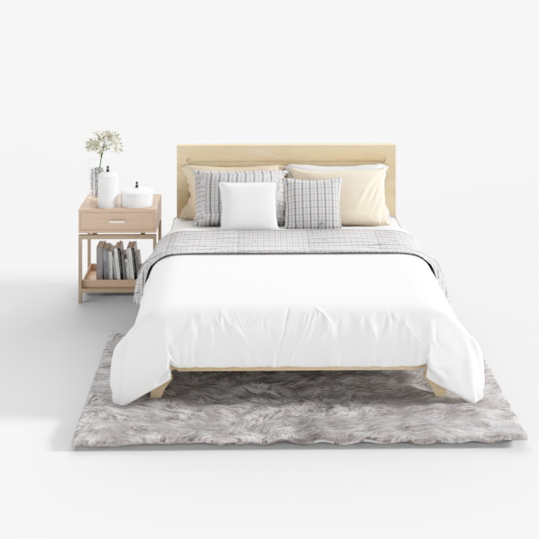 Bedroom furniture Nordic IKEA solid wood double bed combination