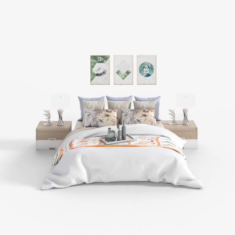 Minimalist modern Scandinavian IKEA cloth art bed combination